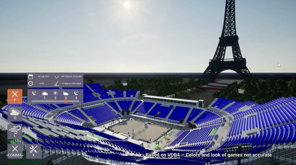 Eiffel Tower Arena in Venue Twin showcasing weather changing functionality